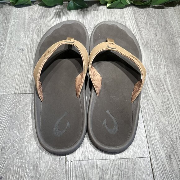 Olukai Mens Ohana Sandal Size 12 Brown Thong Flip Flop Beach Shoe Pool Slide main image 4